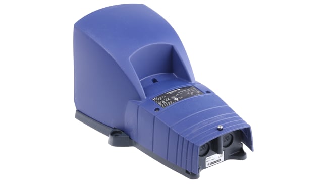 Interruttore a pedale instabile On-Off Schneider Electric XPEB711, IP66, 2NO/2NC, meccanismo in metallo, dimensioni 282mm x 141mm.