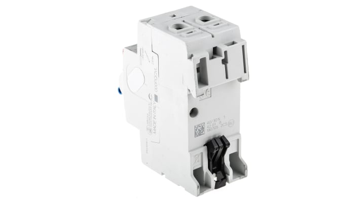 Interruttore differenziale ABB 2CSF202001R1250, 2 poli, 25A, 30mA, montaggio su guida DIN, dimensioni 69 x 35 x 85mm.