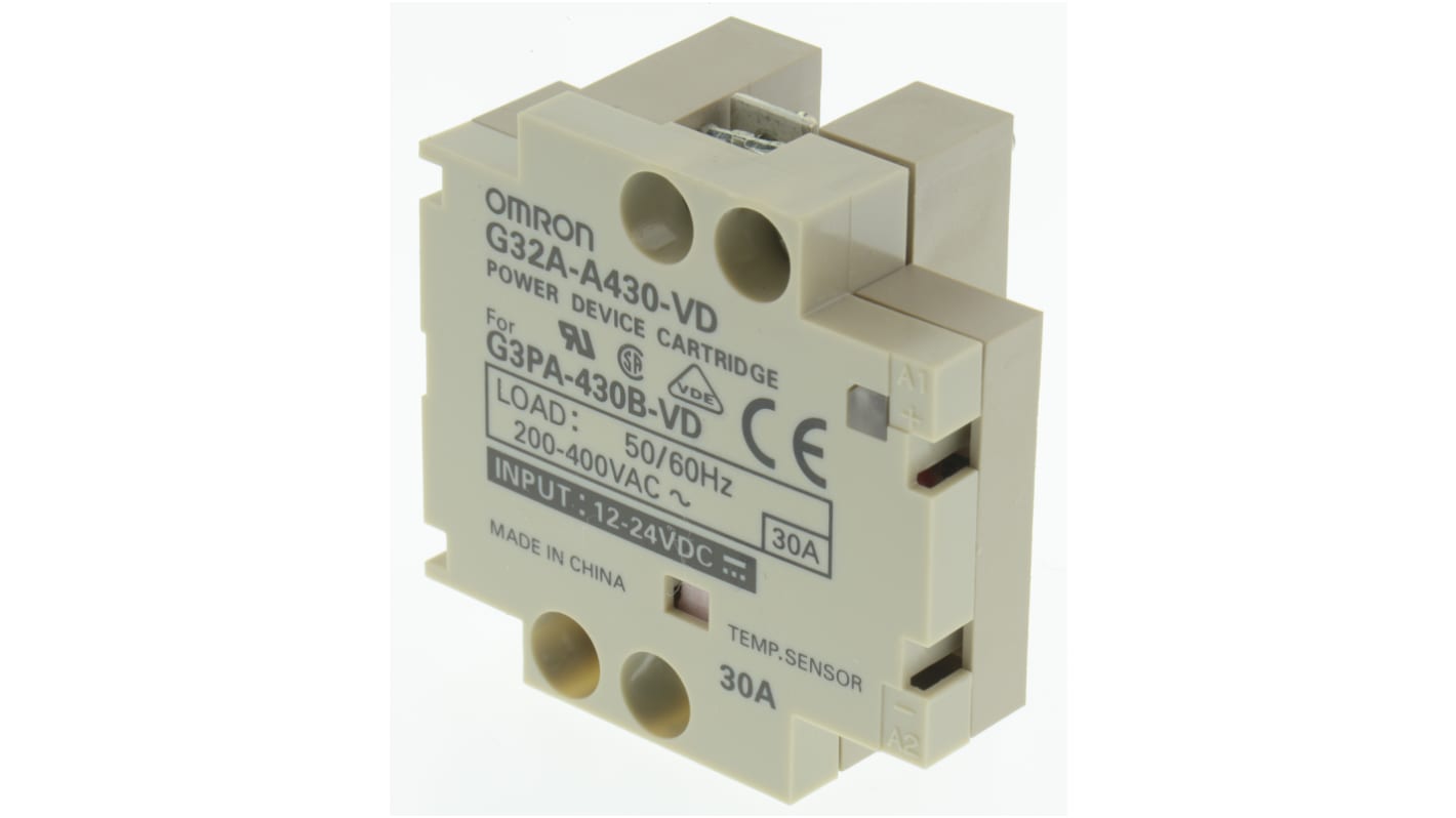 Omron G32A-A430-VD, adattatore di montaggio per guida DIN con relè a stato solido, indicatore LED e protezione per le dita.