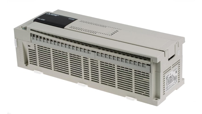 Modulo logico Mitsubishi Electric FX3U-80MR/ES per guida DIN, 40 ingressi/uscite relè, dimensioni 285 x 90 x 86 mm.