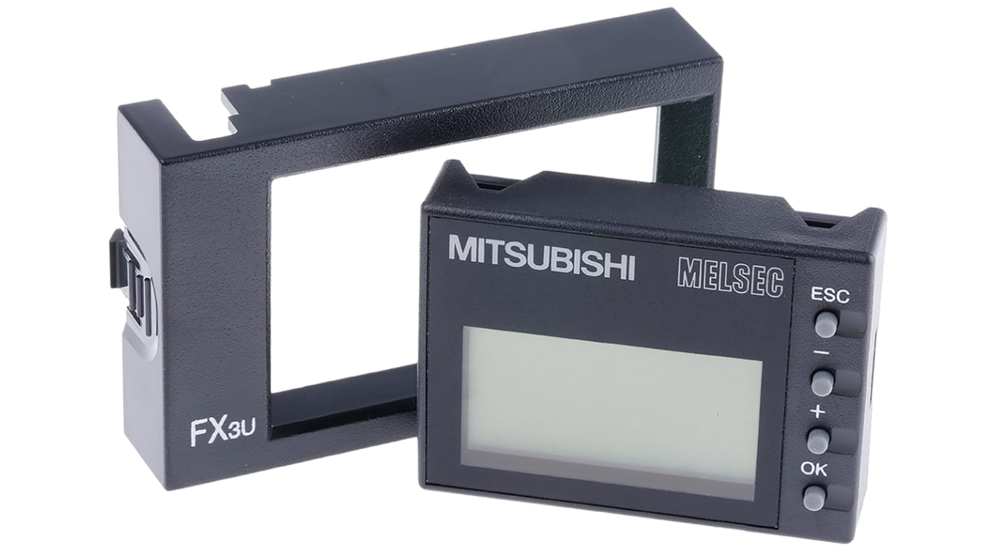 Modulo display Mitsubishi Electric FX3U-7DM, LCD retroilluminato 16x4, montaggio frontale, dimensioni 35x48x11,5 mm.