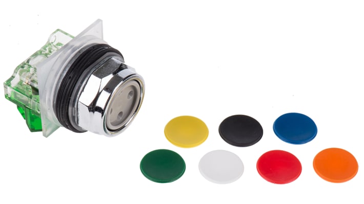 Pulsante SPST Schneider Electric 9001KR1UH5, montaggio a pannello, IP66, 3A, 240V AC, diametro foratura 30mm.