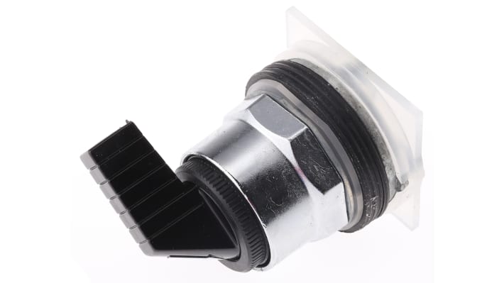 Selettore a 2 posizioni Schneider Electric 9001KS11FB, diametro foro 30mm, struttura in metallo, manico in plastica nera.
