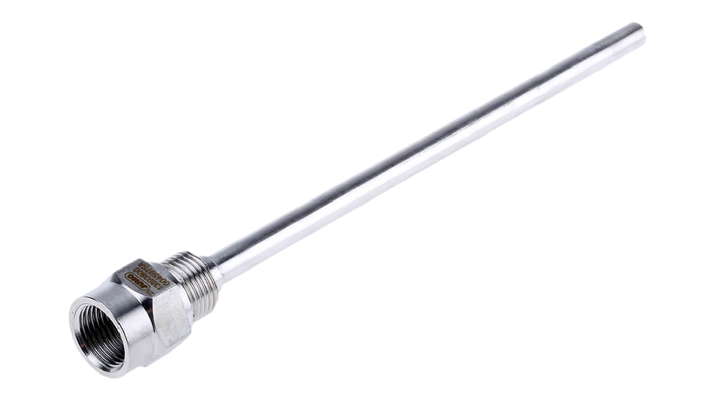 Thermowell Jumo 909710/10-848-10-250-104-26/000 in acciaio INOX 316L, per termocoppia, diametro esterno 10 mm, temperatura -50 a 200 °C.