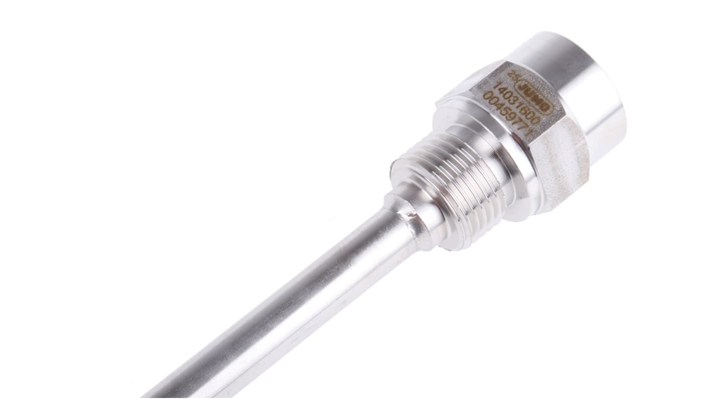 Thermowell Jumo 909710/10-848-10-500-104-26/000 in acciaio INOX 316L, per termocoppia, diametro esterno 10 mm, temperatura -50°C/+200°C.