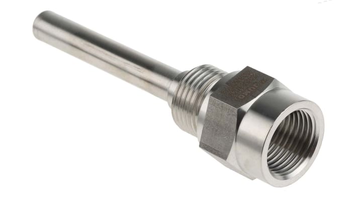 Thermowell Jumo 909710/10-848-10-100-104-26/000 in acciaio INOX 316L, per termocoppia, diametro esterno 10 mm, collegamento gas 1/2 BSP.
