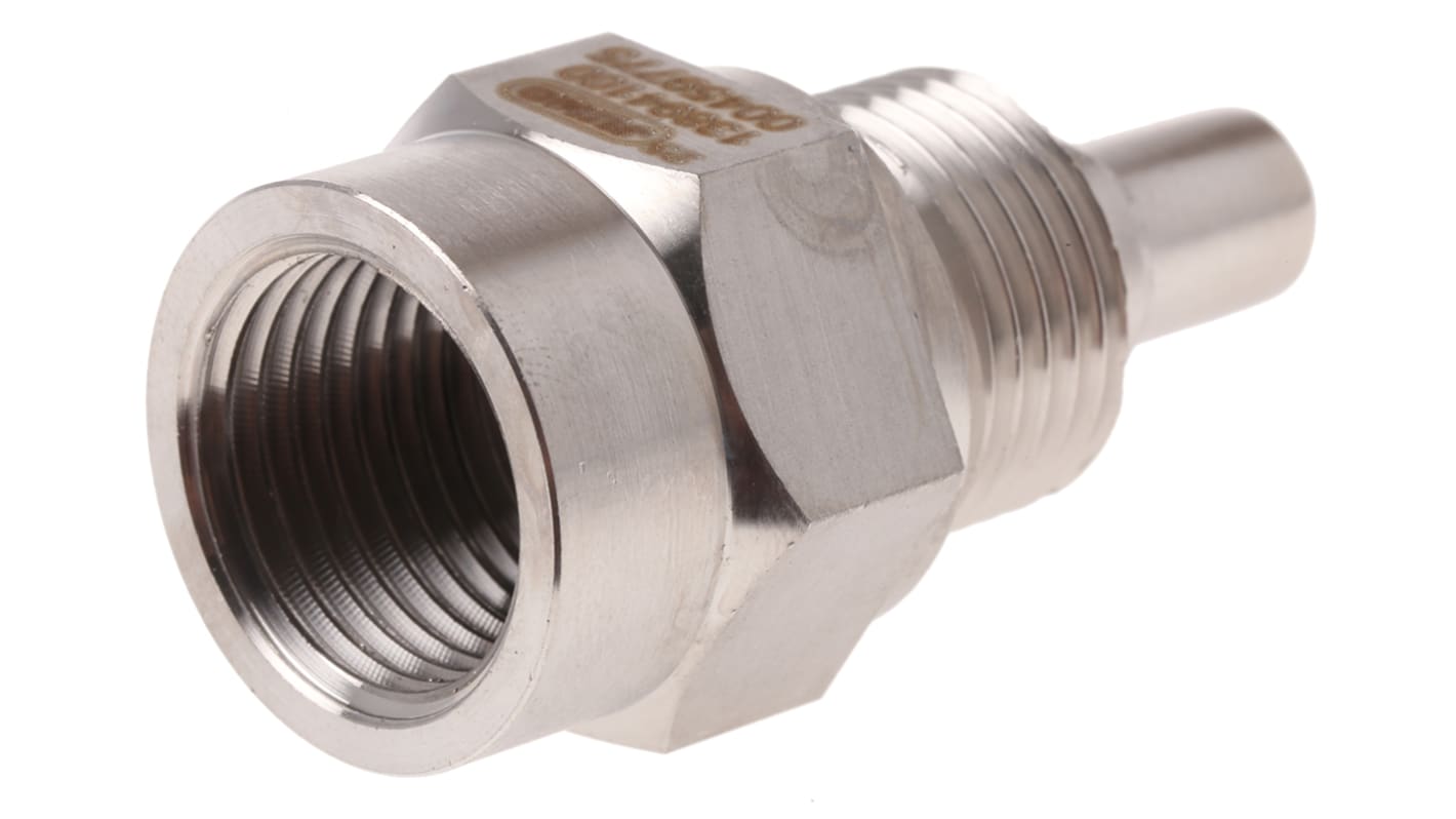 Thermowell Jumo 909710/10-848-10-50-104-26/000 in acciaio INOX 316L, per termocoppia, diametro esterno 10 mm, temperatura -50 a 200 °C.