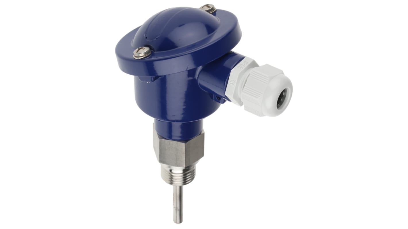 Sensore di temperatura Jumo 902020/25-402-1001-1-6-50-104/395 RTD PT100, diametro 6mm, lunghezza 50mm, testa in alluminio, guaina in acciaio inox.