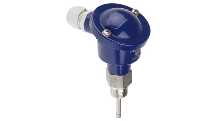 Sensore di temperatura Jumo 902020/25-402-1001-1-6-50-104/395 RTD PT100, diametro 6mm, lunghezza 50mm, testa in alluminio, guaina in acciaio inox.