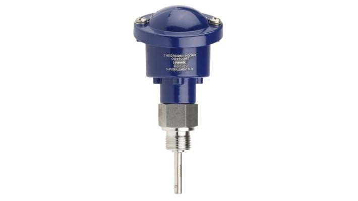 Sensore di temperatura Jumo 902020/25-402-1001-1-6-50-104/395 RTD PT100, diametro 6mm, lunghezza 50mm, testa in alluminio, guaina in acciaio inox.