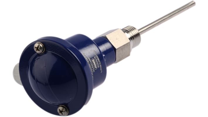 Sensore Jumo 902020/25-402-1001-1-6-100-104/395 RTD PT100, lunghezza 100mm, diametro 6mm, intervallo -40°C/+400°C, testa in alluminio.