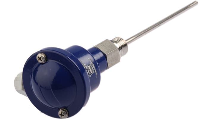 Sensore di temperatura Jumo 902020/25-402-1001-1-6-150-104/395 RTD PT100, lunghezza 150mm, diametro 6mm, max +400°C, testa in alluminio.