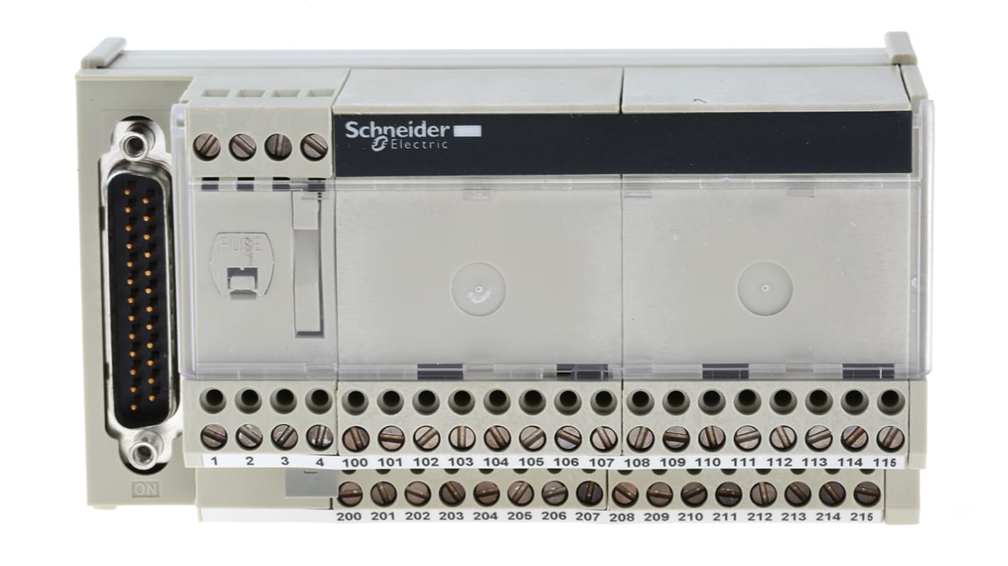 Base Schneider Electric ABE7CPA02 per sistema Telefast 2 precablato con interfacce I/O analogico. Facilita il cablaggio senza errori.