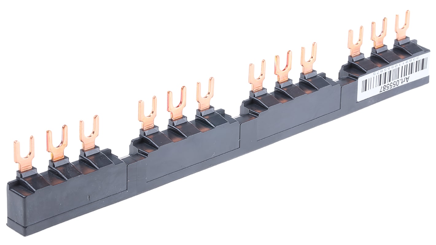 Barra di distribuzione Schneider Electric GV2G454 per collegamenti di potenza a interruttori protezione motori. 690V, passo 54mm Linergy.