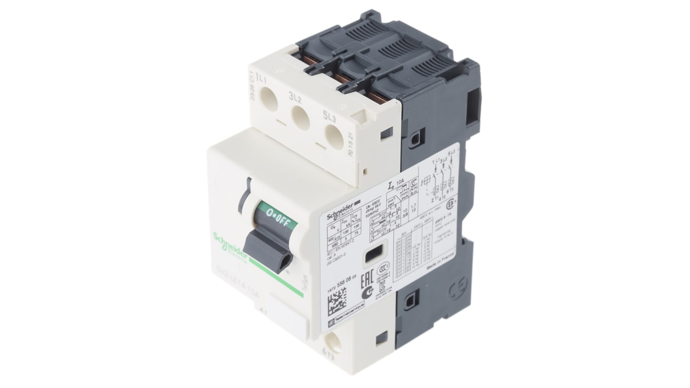Interruttore automatico del motore Schneider Electric GV2LE14 10 A TeSys, operazione manuale, relè sovraccarico 758-923. Per protezione motori.