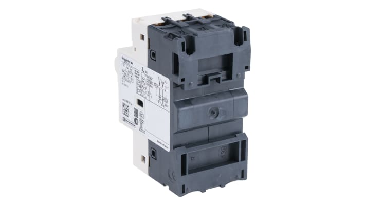 Interruttore automatico motore Schneider Electric GV2LE32, 32 A, morsetti a vite, selettore a leva, dimensioni 89x44.5x78.5 mm.