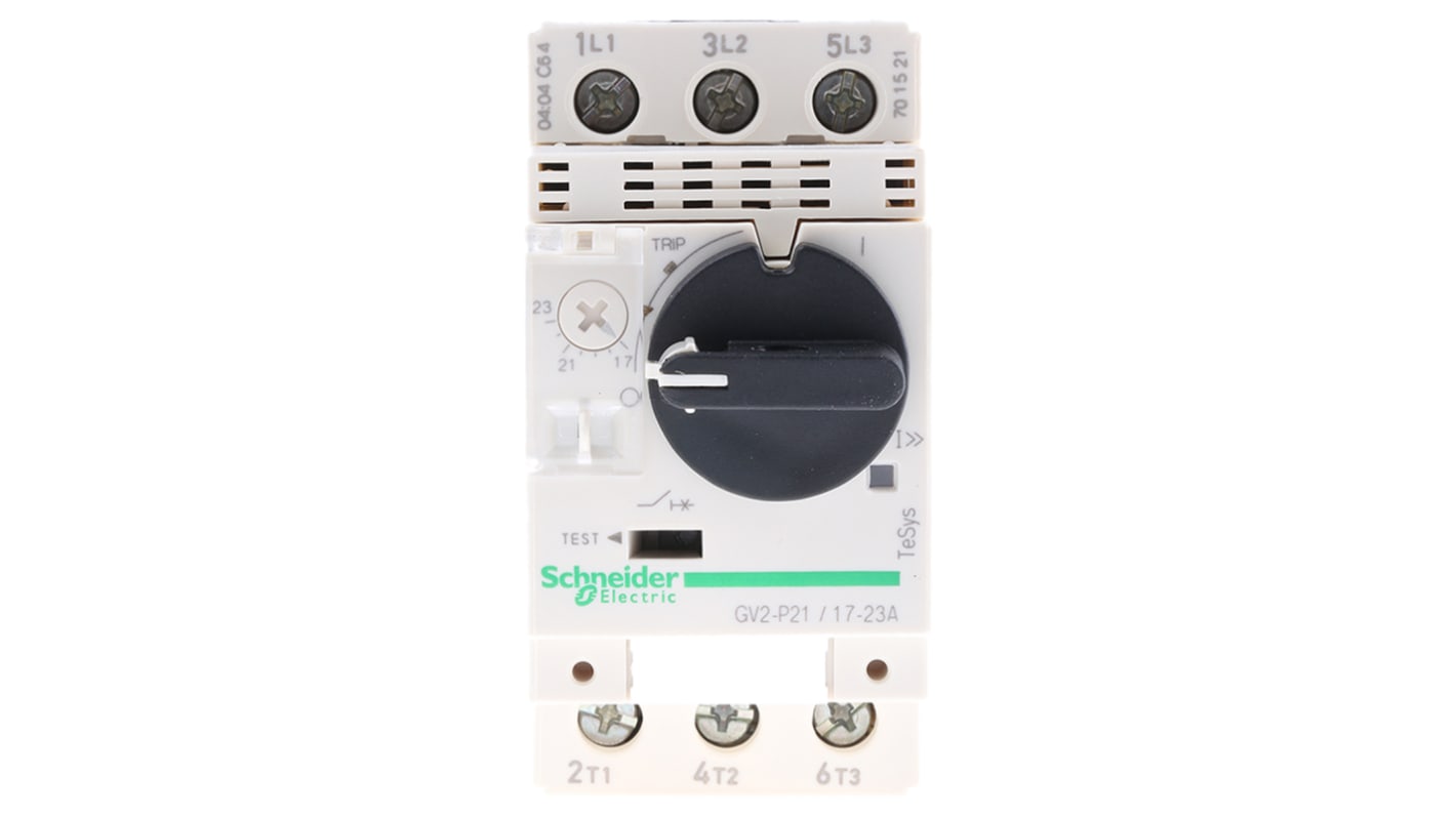 Interruttore automatico Schneider Electric GV2P21, 17-23 A TeSys per protezione motori e industriali.