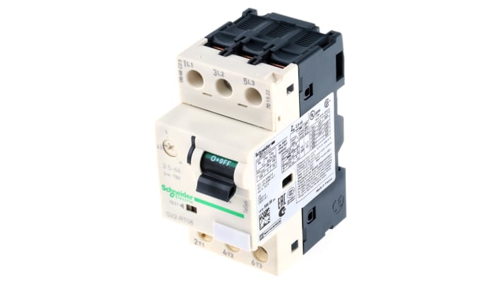 Interruttore automatico motore Schneider Electric GV2RT08, 2,5 → 4 A TeSys. Protezione per motori ad avviamento con picco di corrente, con morsetti a vite e selettore a leva.