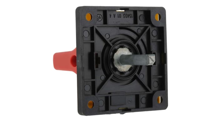 Maniglia rotante Schneider Electric KCF1PZ, IP65, per sezionatori - Serie Harmony K. Rosso, bloccabile con lucchetto per una manutenzione sicura.
