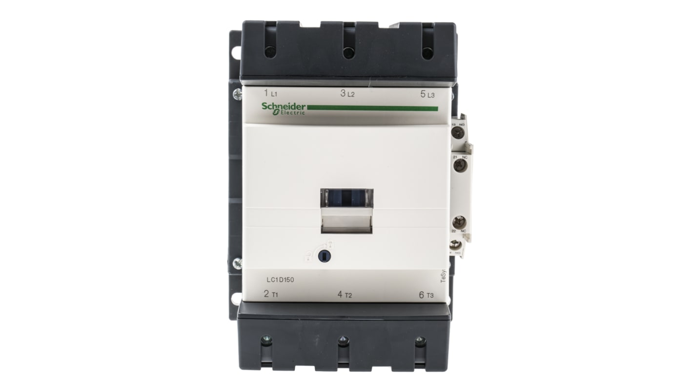 Contattore Schneider Electric LC1D150BD 3 poli 80 kW 24 V c.c. per automazione industriale - Sostenibile e robusto.