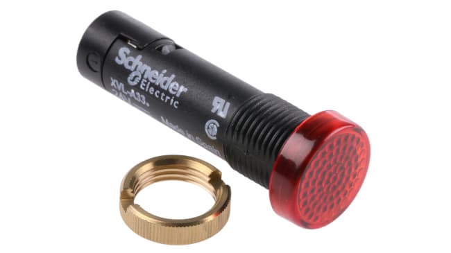 Schneider Electric, spia LED rossa da 12mm per montaggio a pannello, tensione 24V cc, protezione IP40/IP65.