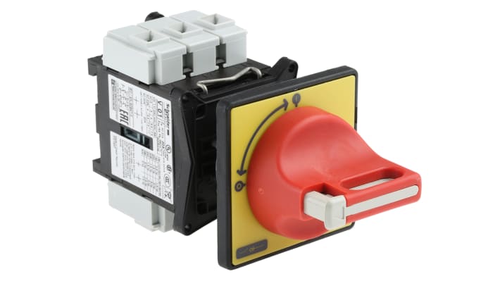 Interruttore di isolamento Schneider Electric VCD01, 3 poli, 20A, montaggio a pannello, dimensioni 60mm x 74mm, grado di protezione IP20.
