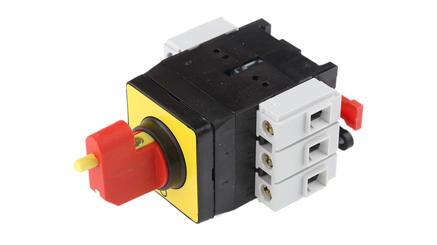 Interruttore di isolamento Schneider Electric VVE0, 3 poli, 25A, 690V, montaggio a pannello, dimensioni 74x45x106mm.