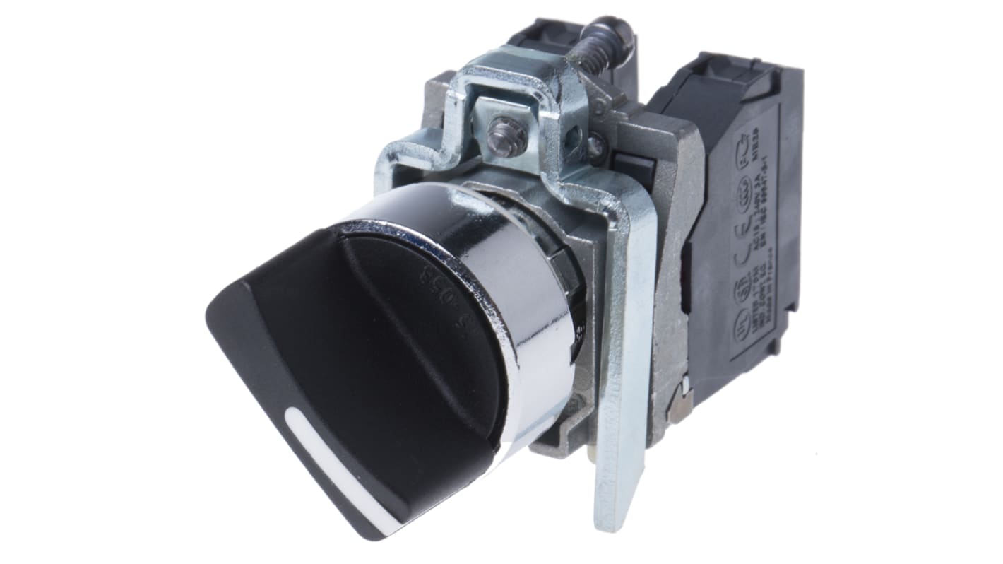 Selettore a chiave Schneider Electric XB4BD25EX, 2 posizioni, metallo cromato, diametro 22 mm, contatti in lega d'argento, IP67/IP69.