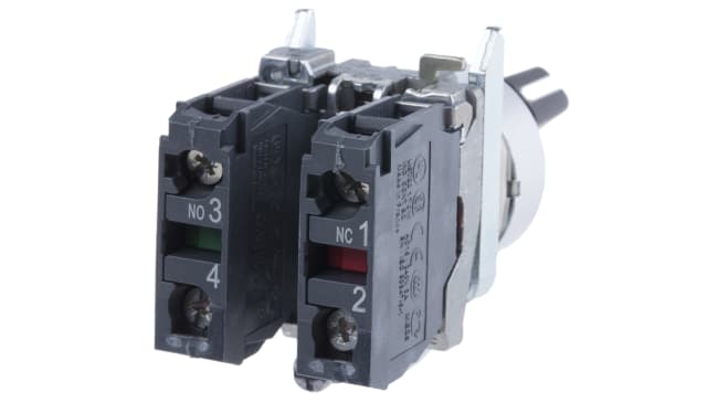 Selettore a chiave Schneider Electric XB4BD25EX, 2 posizioni, metallo cromato, diametro 22 mm, contatti in lega d'argento, IP67/IP69.