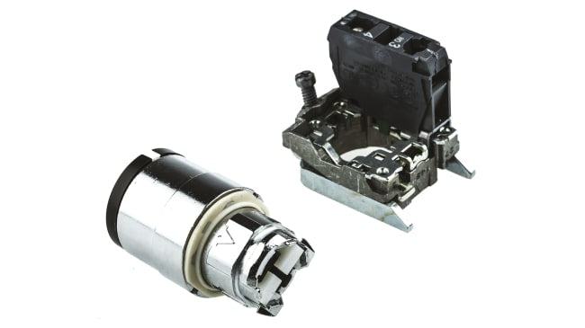 Interruttore a chiave a 2 posizioni Schneider Electric XB4BG21EX, IP65, montaggio a vite, diametro 22 mm, tensione 600V.