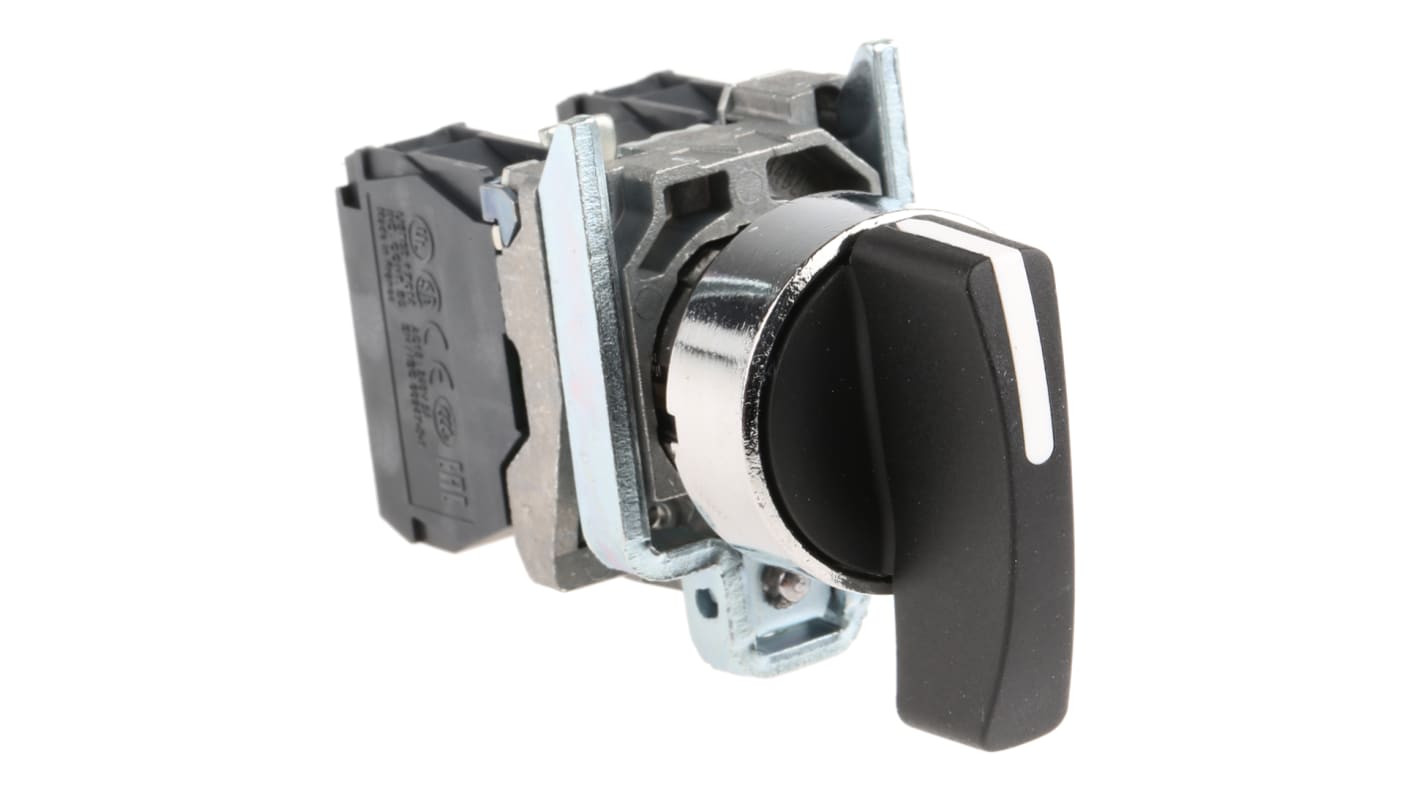 Selettore a chiave a 3 posizioni Schneider Electric XB4BJ53, contatti 2NO, protezione IP66/IP67/IP69, dimensioni 51,3 x 30 x 70 mm.