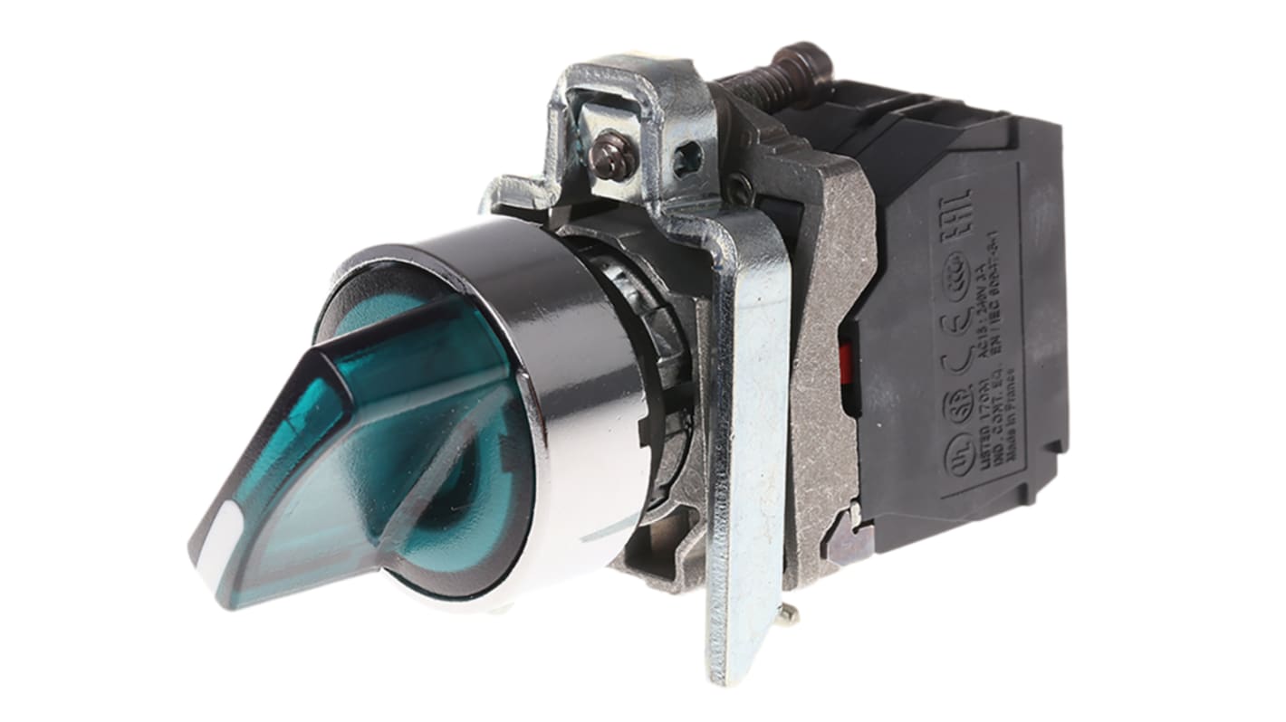 Selettore a chiave a 2 posizioni Schneider Electric XB4BK123G5, montaggio a vite, diametro 22 mm, grado di protezione IP67.