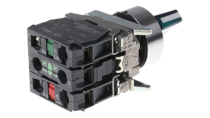 Selettore a chiave a 2 posizioni Schneider Electric XB4BK123G5, montaggio a vite, diametro 22 mm, grado di protezione IP67.