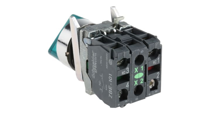 Selettore a chiave a 2 posizioni Schneider Electric XB4BK123M5, montaggio a vite, diametro 22 mm, grado di protezione IP67.