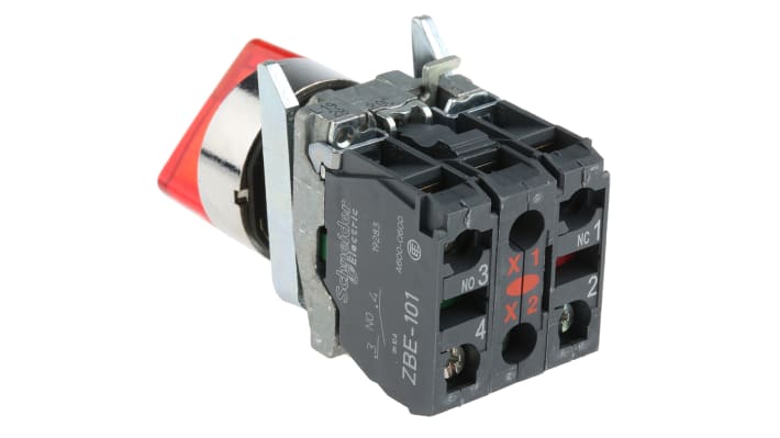 Selettore a chiave a 2 posizioni Schneider Electric XB4BK124B5, diametro 22 mm, montaggio a vite, grado di protezione IP67.