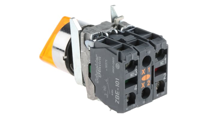 Selettore a chiave a 2 posizioni Schneider Electric XB4BK125B5, montaggio a vite, diametro 22 mm, metallo cromato, grado di protezione IP67.