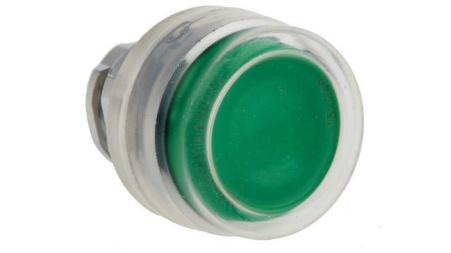 Pulsante SPST Schneider Electric XB4BP31EX, montaggio a pannello, verde, diametro 22 mm, grado di protezione IP66/IP67.
