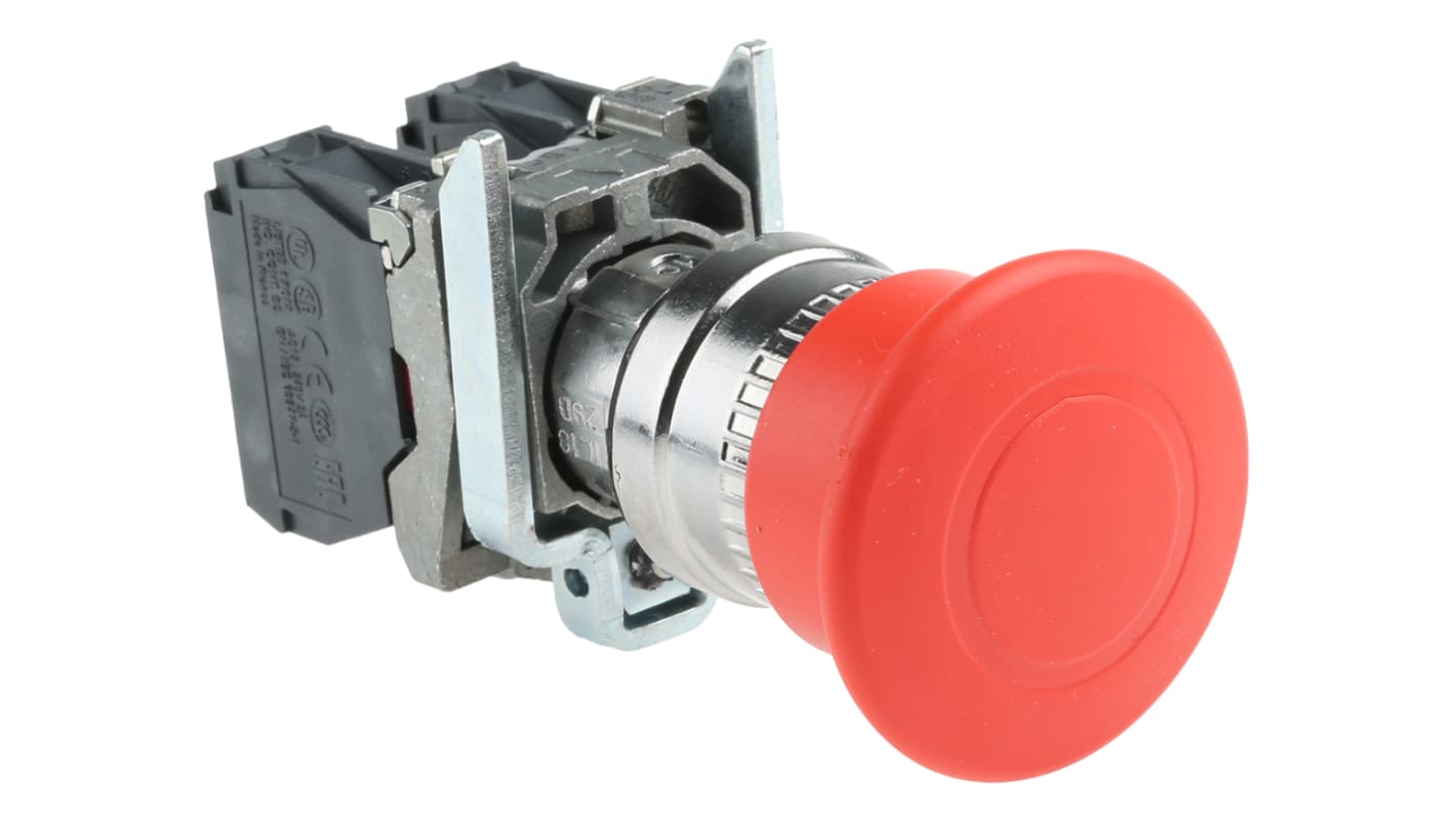 Pulsante di arresto di emergenza Schneider Electric, serie Harmony XB4, montaggio a pannello, diametro 22 mm, colore rosso.