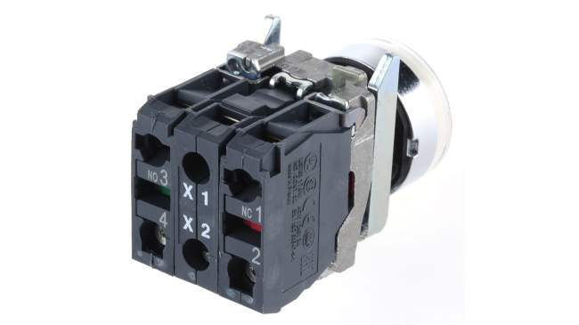 Pulsante SPDT luminoso Schneider Electric, montaggio a pannello, diametro 22 mm, serie Harmony XB4, codice XB4BW3165.