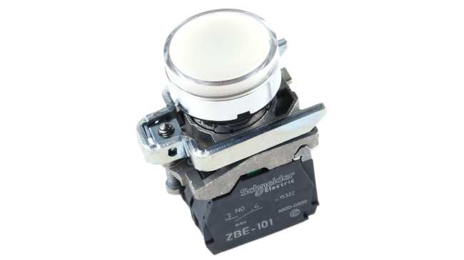 Pulsante SPDT luminoso Schneider Electric, montaggio a pannello, diametro 22 mm, serie Harmony XB4, codice XB4BW3165.