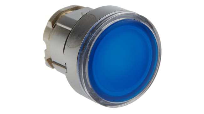 Pulsante luminoso Schneider Electric XB4BW36G5, montaggio a pannello, diametro 22 mm, colore blu, grado di protezione IP 67.