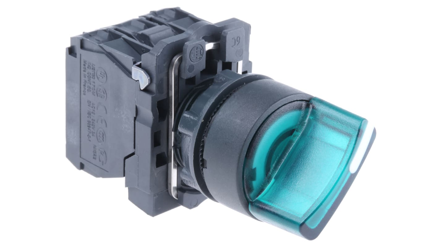 Selettore a 2 posizioni Schneider Electric XB5AK123M5, con LED integrato, contatti NO e NC, montaggio in pannello.