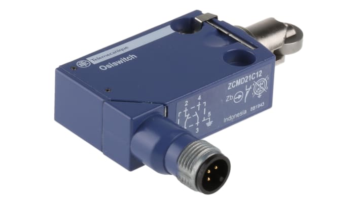 Interruttore di fine corsa Telemecanique Sensors XCMD2102C12, configurazione NO/NC, protezione IP66/IP67/IP68, dimensioni 30mm x 50mm x 16mm.