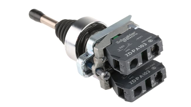 Interruttore joystick resistente Schneider Electric XD4PA12 - Harmony XD4, 2 assi, IP66. Ideale per industria, porti e tecnologia medica.