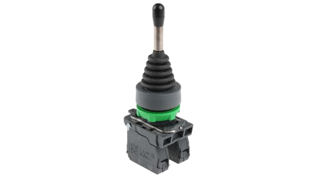 Interruttore joystick Schneider Electric XD5PA22, con ritorno a molla, tenuta IP66, 2 assi, contatto SPST, 600V, -25 a +70 °C.