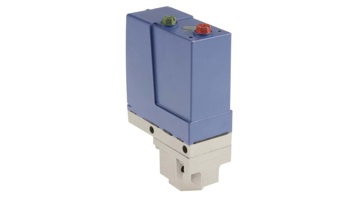 Sensore di pressione differenziale Telemecanique Sensors XMLB160D2S11, 10-160 bar, uscita relè, IP66, dimensioni 113x75x35 mm.
