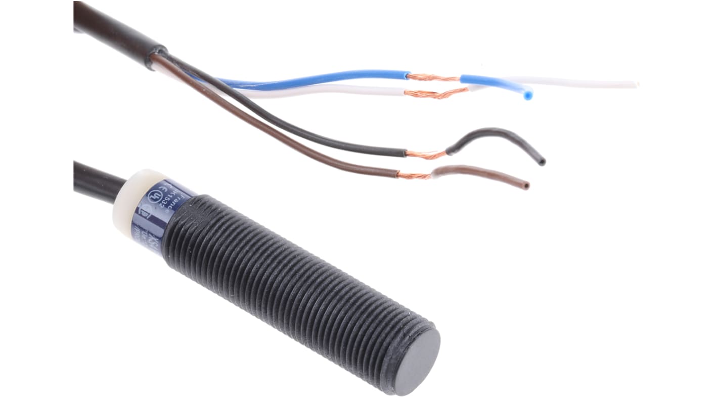 Sensore di prossimità cilindrico Telemecanique XS4P12KP340, PNP/NPN, M12, 4 mm, IP68, -25/+70 °C, montaggio non a filo.