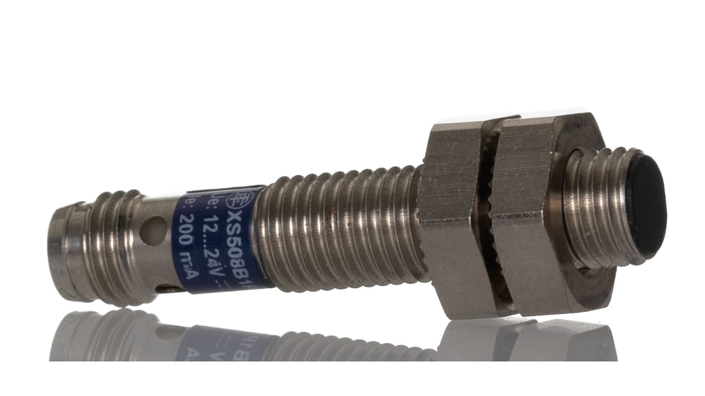 Sensore di prossimità induttivo Telemecanique XS508B1PAM8, cilindrico M8, rilevamento 1,5 mm, PNP, tensione 10-36 V c.c. Ideale per applicazioni industriali.
