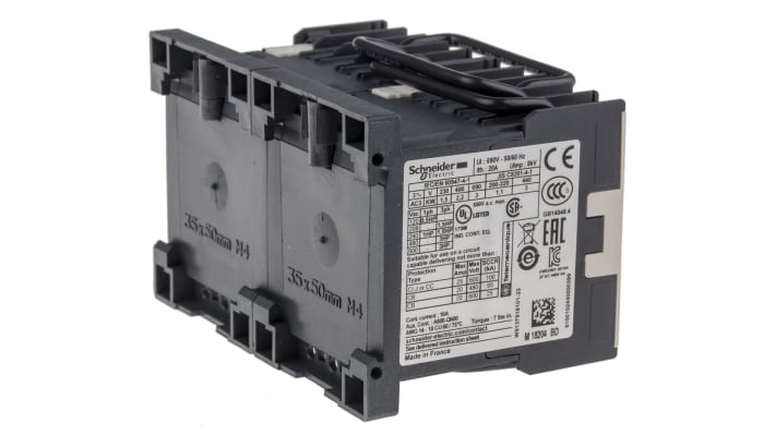 Teleinvertore reversibile Schneider Electric LP2K0610BD, 3 poli, 3 kW, 24 V c.c., dimensioni 58x90x57 mm.