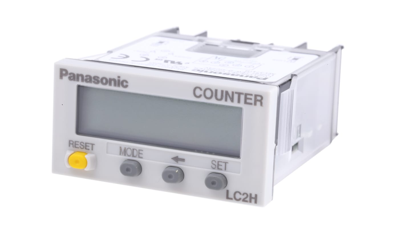 Contatore LCD Panasonic LC2HPFEWB24VJ, 8 cifre, 24 V c.c., montaggio a pannello, intervallo 0-99999999, temperatura -10/+55 °C.
